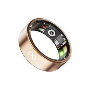 MYNK Alpha Smart Ring for Men & Women | Health & Fitness Tracker | Stress & Sleep Monitoring | Track Steps, Calories, HRV, HR, SPO2 | Waterproof | Gold, Size 10