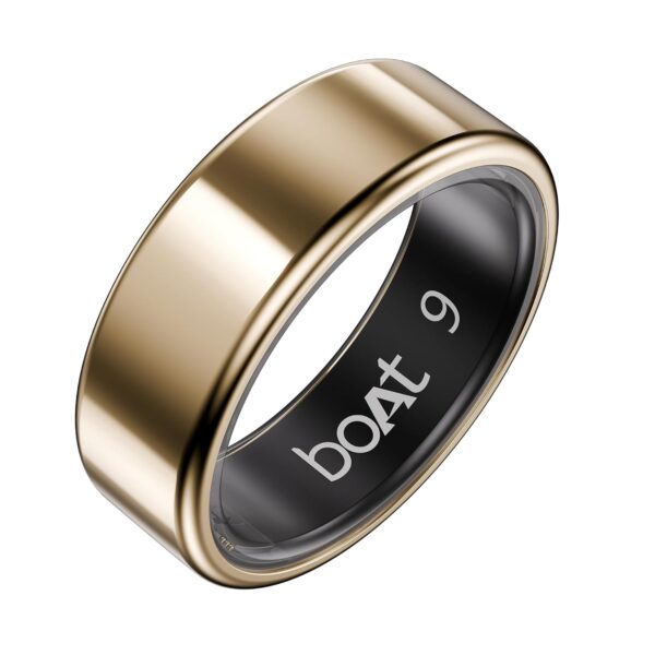boAt New Launch SmartRing Active Plus, Auto Heart Rate, Sleep, SpO2, Stress & Skin Temperature Monitor, Stainless-Steel Build, Lightweight, 30-Days Battery, Magnetic Charging Case(9, Rose Gold)