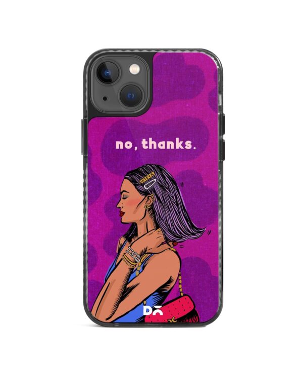 DailyObjects Case for iPhone 15 Compatible with Mag-Safe Wireless Charging, Stride 2.0 No Thanks Slim Shockproof Back Cover with Inner Magnetic Ring